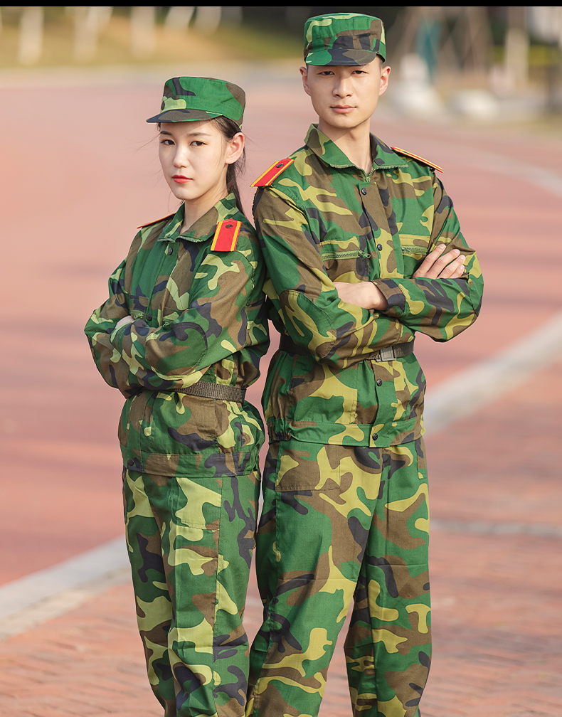 迷彩服夏学生军训服男四季正规老式迷彩作训服户外耐磨工作服 草绿色