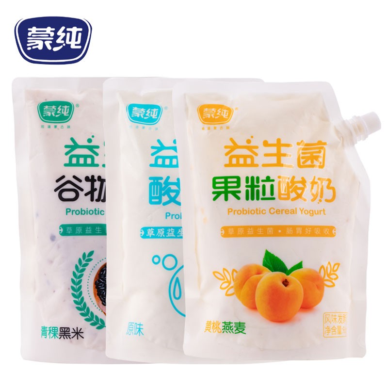 蒙纯 益生菌低温酸奶发酵乳960g组合袋装嚼酸奶 960g猕猴桃 库拉索