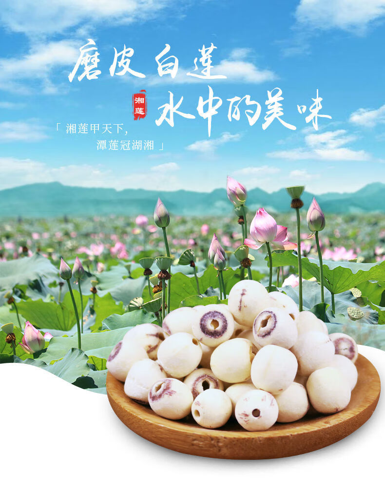 日华峰新货莲子去芯白莲去皮去芯红莲带芯红莲寸三莲湘潭湘莲 去芯