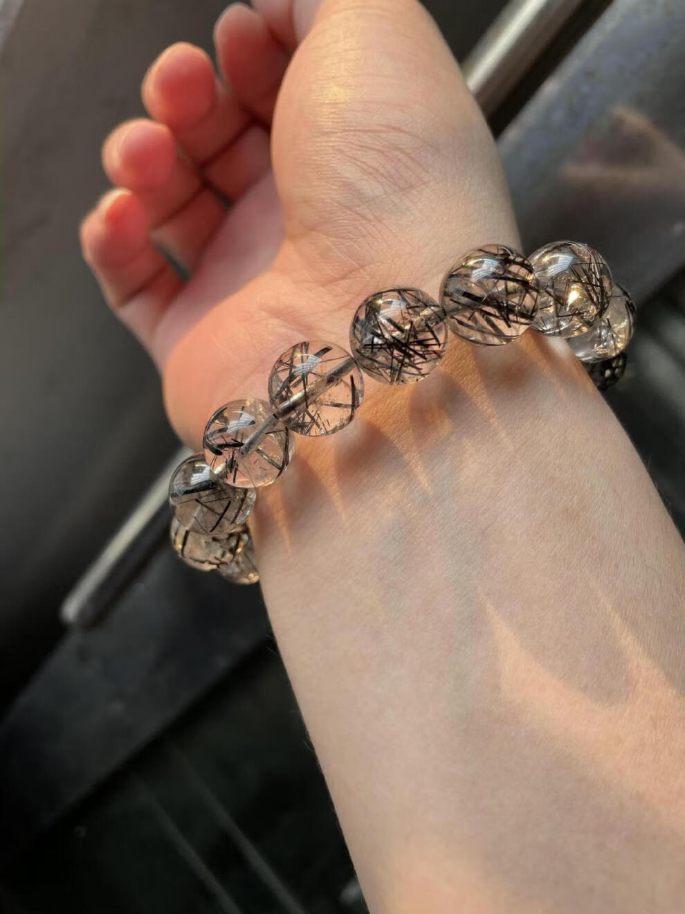 【京选臻品】黑发晶手串水晶饰品发丝密集黑色水晶手链单圈黑发晶手链