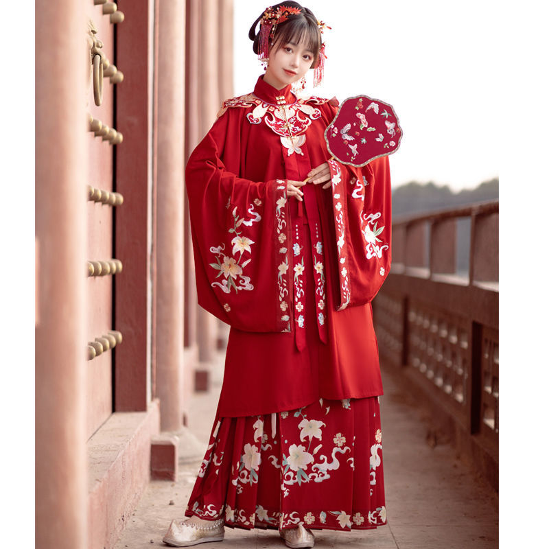 2021月槿姬云裳仙子明制对襟长衫百迭刺绣云肩汉服女春夏【20天内发货