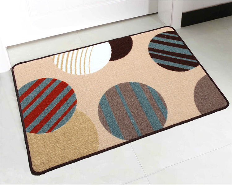 进门防滑门口卫生间门厅地毯浴室卫浴厨房吸水垫子七彩圈包边45cm70cm