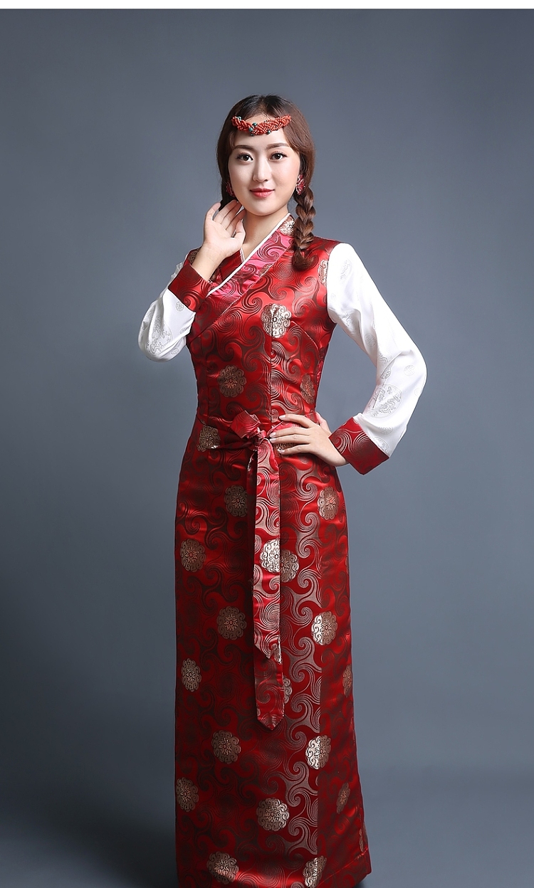 女装2021新款女西藏服装 藏装女拉萨服安多博拉长袖锦缎藏服西藏藏袍