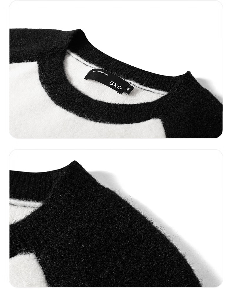 GXG Men's Knit Sweater, Commuter Style, New for Winter 2024, Black + Gray, Size 180/XL 15