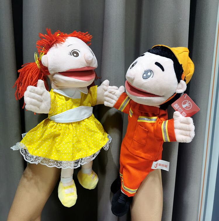 嘴巴能动大号手偶手套玩具职业装人偶系列腹语安抚子游戏讲故事 环卫