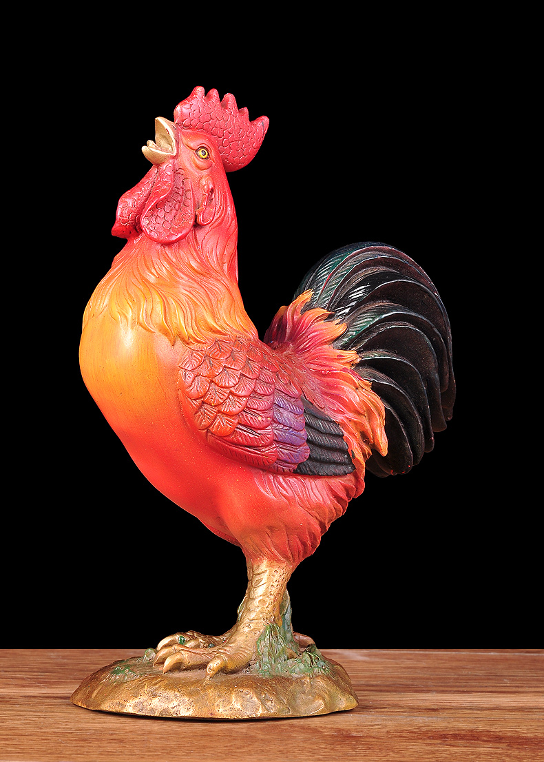 铜鸡摆件纯铜公鸡金鸡报晓吉祥物家居客厅公司办公室开业礼品彩铜88寸