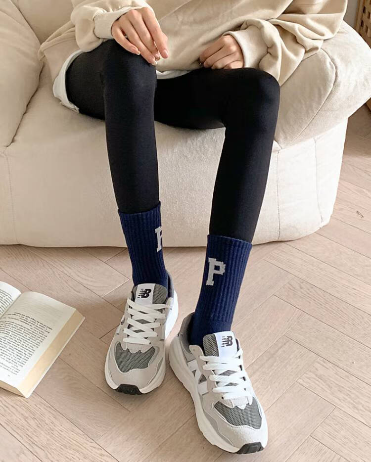 外穿高腰长袜袜秋冬季女款休闲保暖穿袜冬天防寒祙孑本白灰色藏青均码