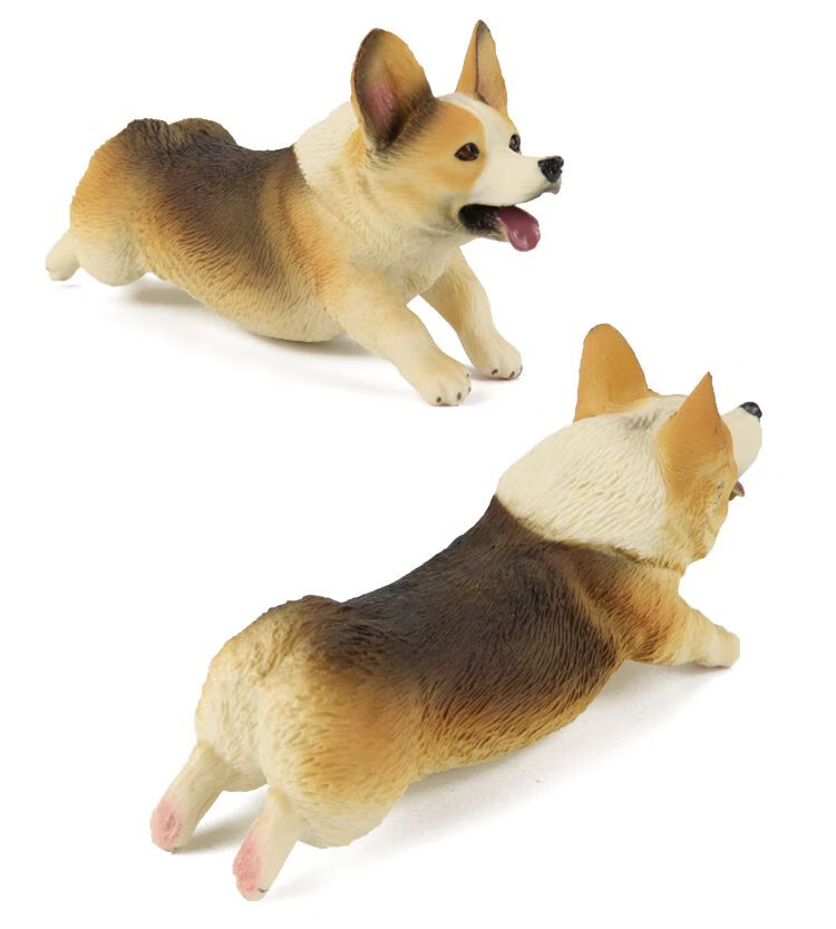 仿真狗模型柯基犬玩偶儿童动物玩具塑料可爱笑脸小狗摆件男孩礼物小