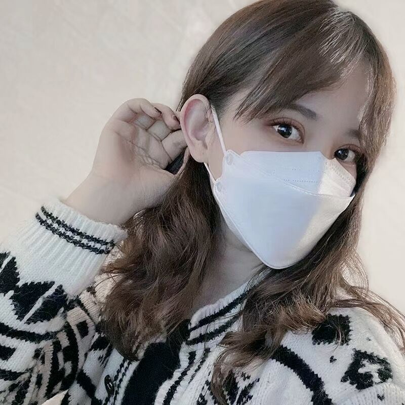 亿凌氧化铜离子灭活口罩kf94韩国一次性3d立体鱼嘴型男潮女神柳叶黑色