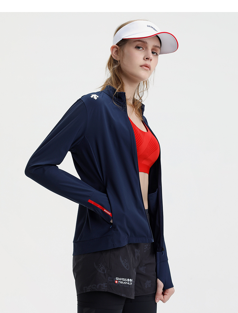 descente迪桑特 瑞士铁人三项 女子针织运动外套 d1232rft07 深蓝色