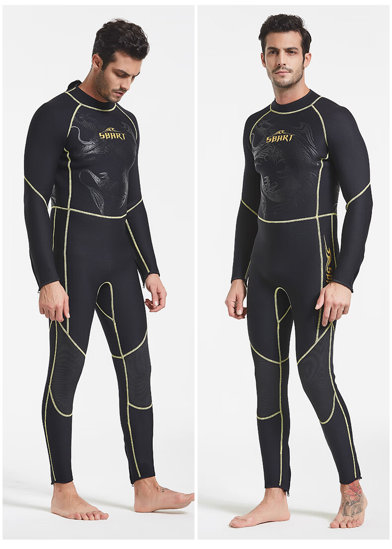 exemaba冬泳3mm潜水服加厚保暖冬季户外浮潜连体长袖水母衣防水泳衣