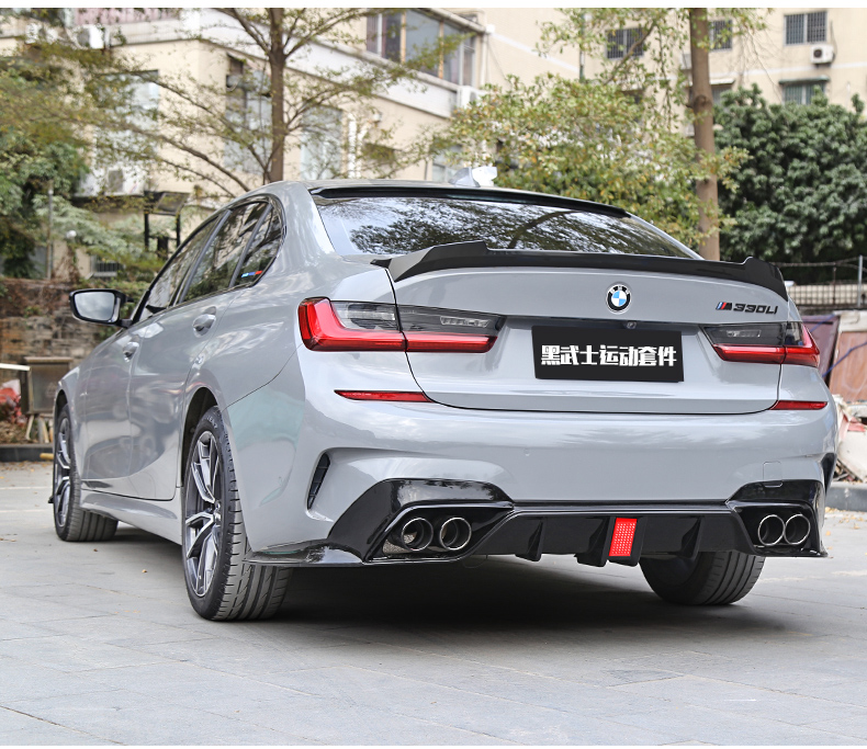 前铲侧裙20-21款宝马新3系后唇三系改装后视镜尾翼尾喉套件 黑武士