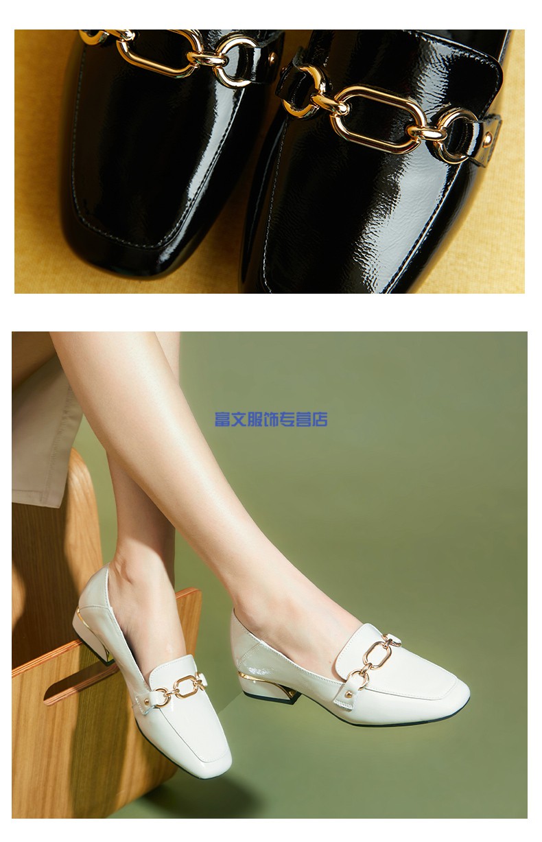 袋鼠daishu女鞋2021春秋季新款漆皮百搭大码单鞋女平底百搭眞皮女式