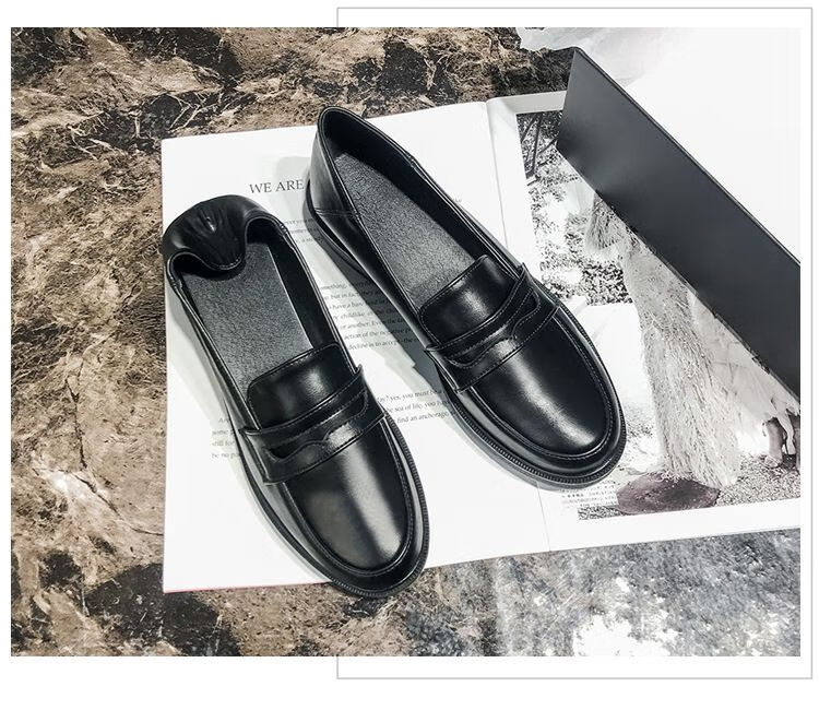 学院风jk校服鞋2022春秋款jk女鞋子英伦风小皮鞋圆头一脚蹬单鞋女学院