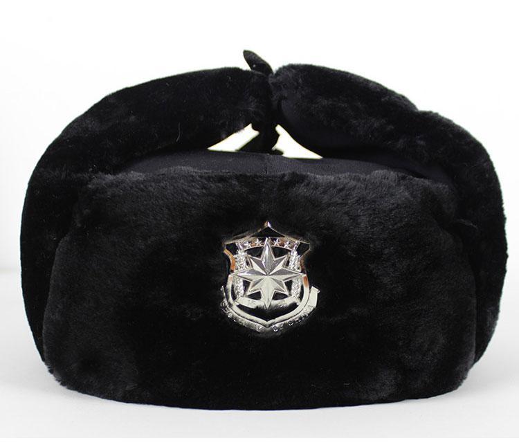 字花保安棉帽冬季物业帽执勤保暖帽加厚加绒护耳东北防寒棉帽不带帽徽