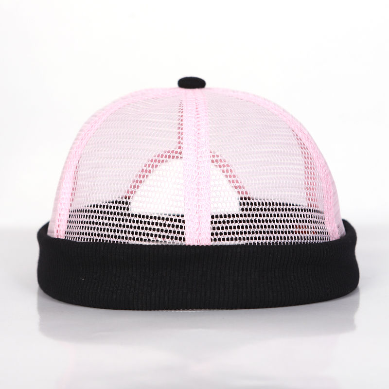 lucaly西瓜皮帽子透气瓜皮帽中国风复古潮帽粉色嘻哈街舞速干无檐红色