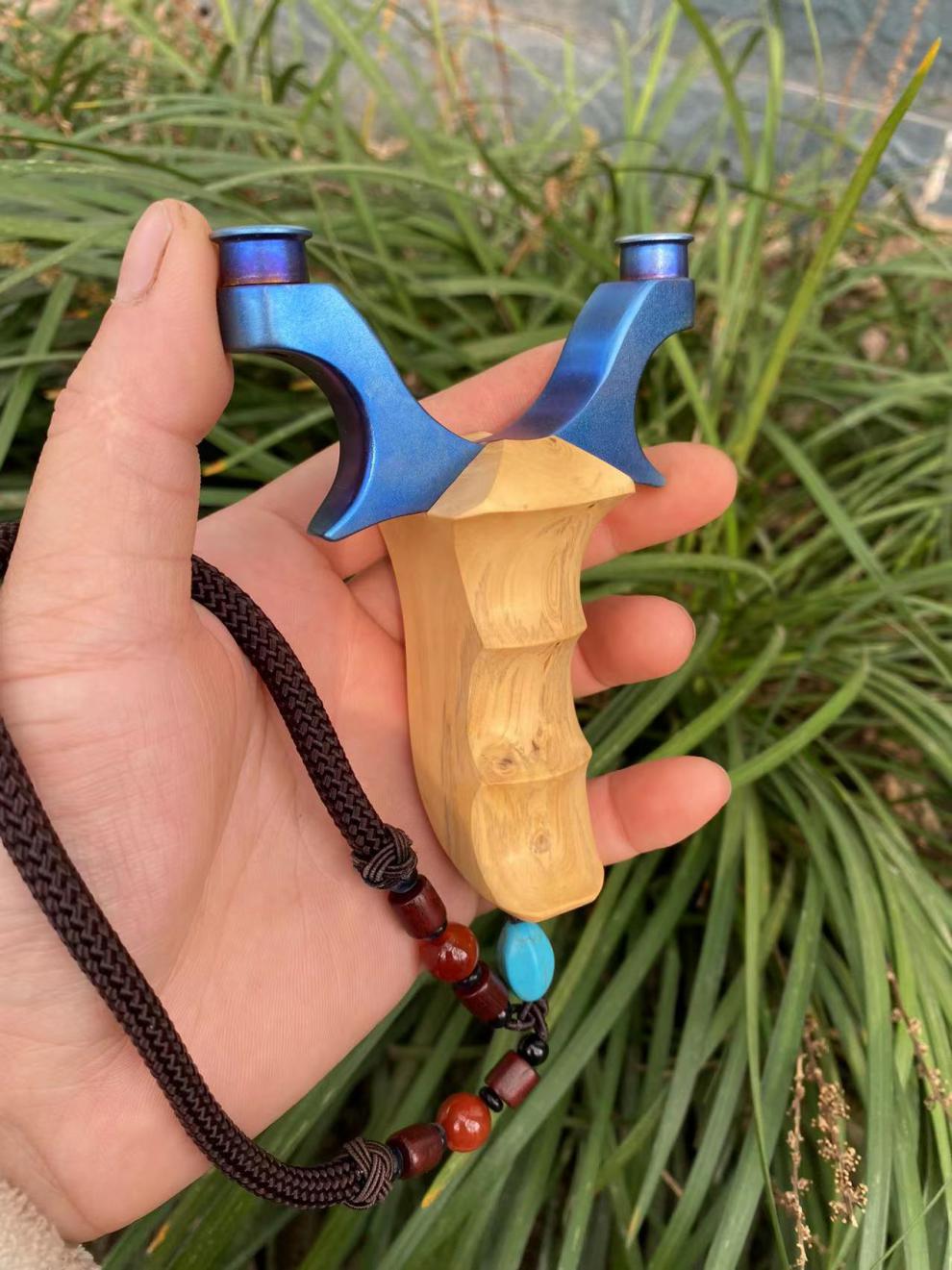 崛适弹弓高精度钛合金tc21圆撑头飞虎美国沙漠铁实木手柄高户外竞技纯