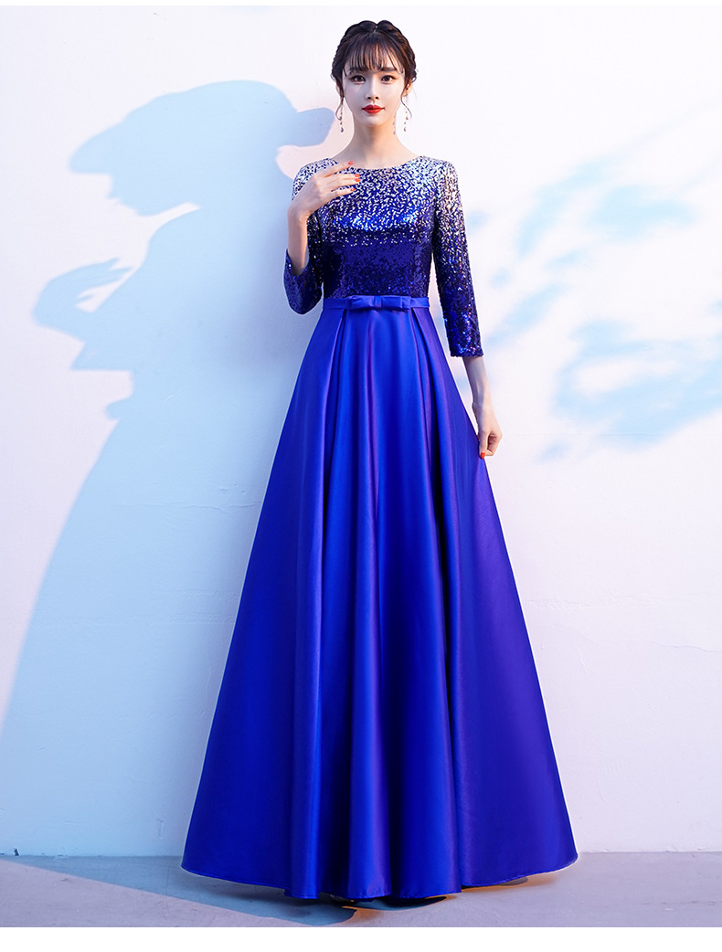 大合唱演出服女成人2021新款高端亮片时尚渐变大气主持人指挥服舞台