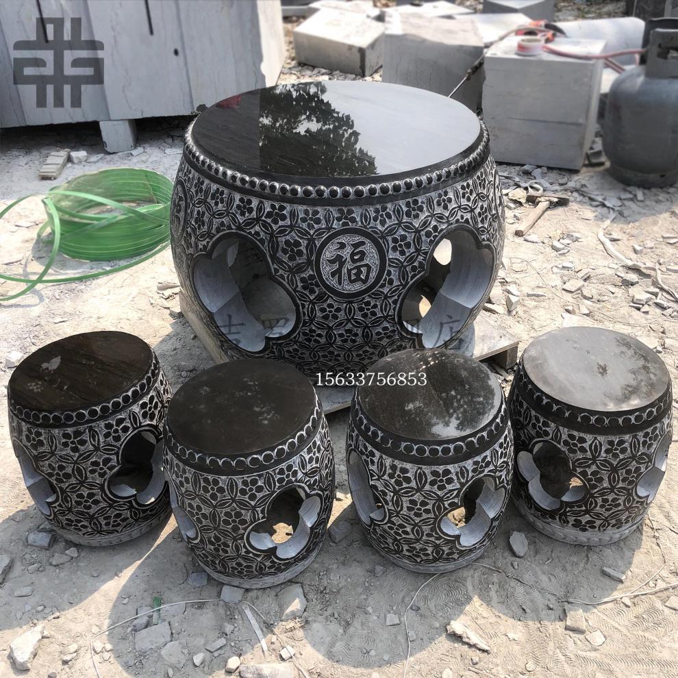 雄魄石桌石凳石桌石凳庭院花园一套天然石雕桌子仿古青石石头桌子户外