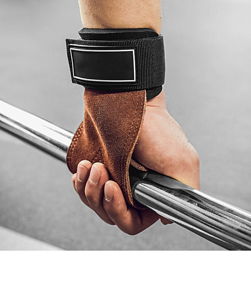 硬拉助力带健身手套引体向上男女牛皮护掌单杠运动辅助带护腕防滑握力