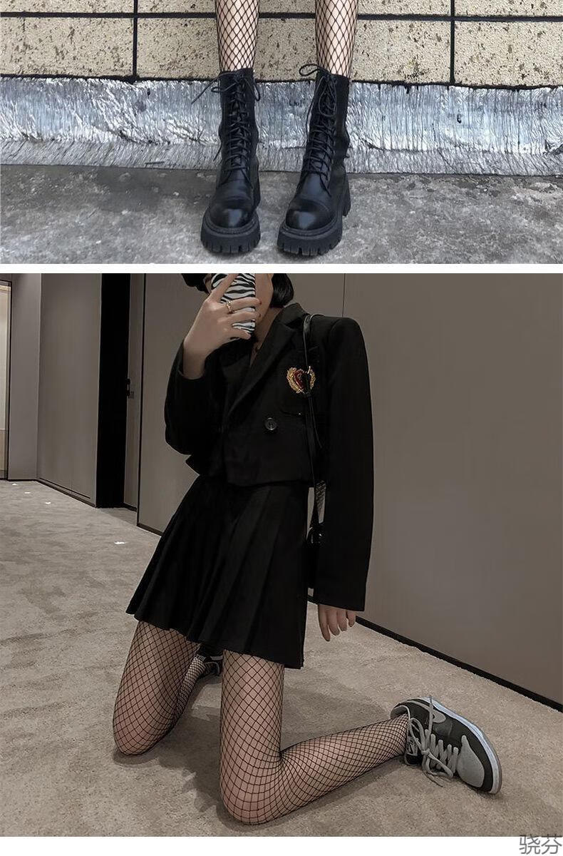 网袜子jk丝袜女薄款黑丝网红流行防勾丝打底袜春夏季名媛风b字母黑色