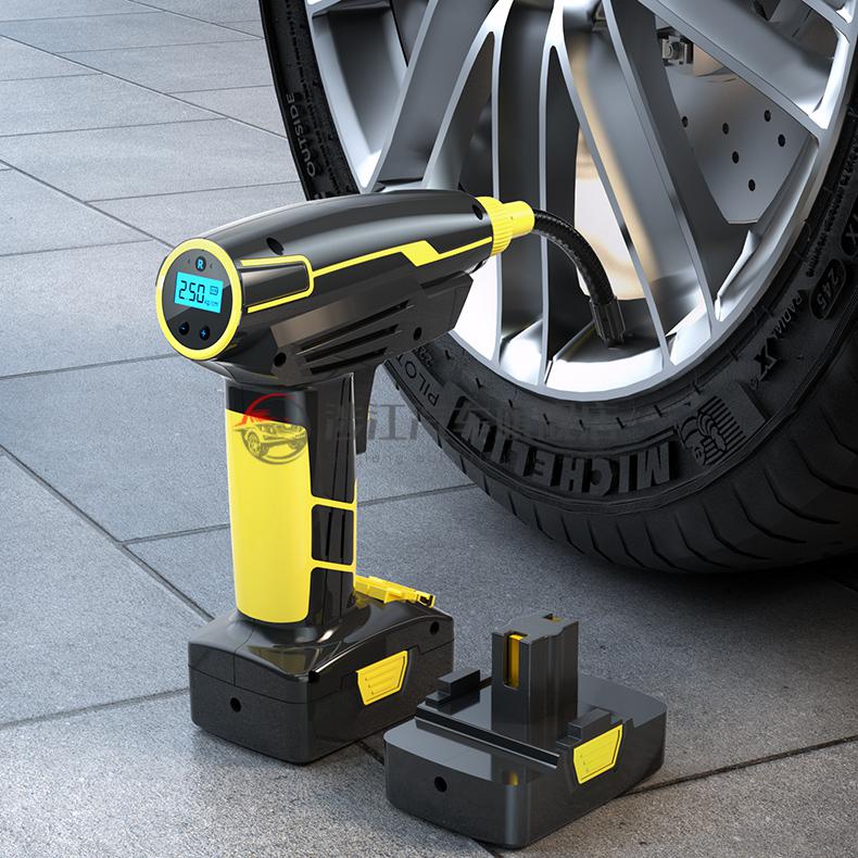 汽车用打气电动12便携式家用两用轮胎冲加气泵筒h款无线充气泵3米车充