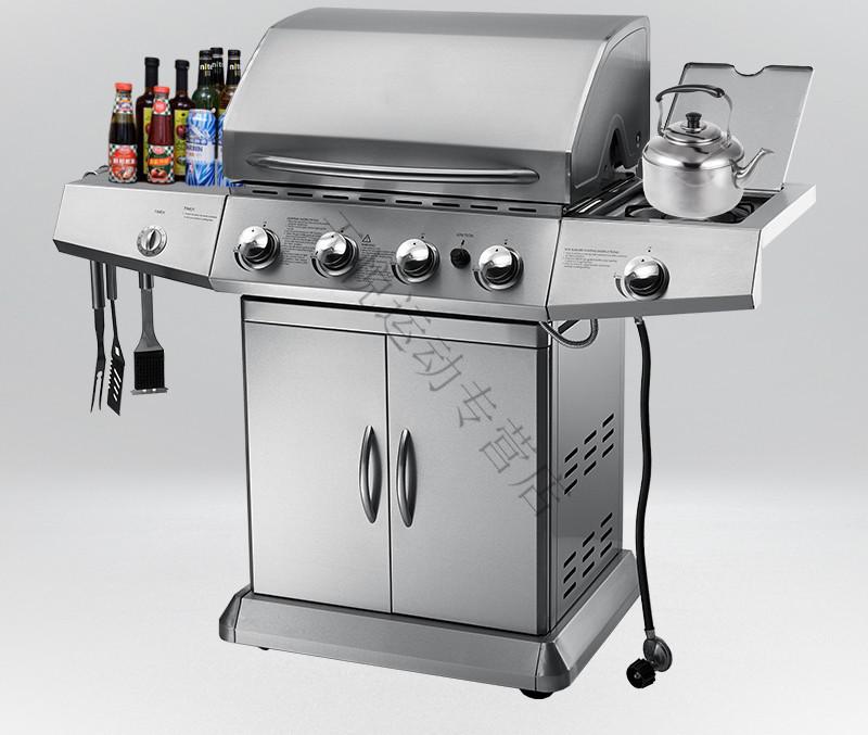 大型别墅庭院烧烤炉燃气木炭两用家用无烟牛排煤气烧烤架户外bbq动八
