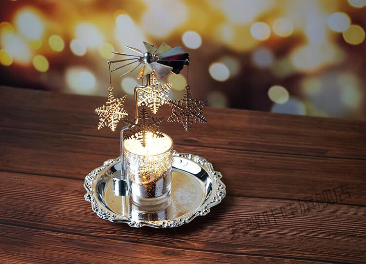 旋转烛台套装走马灯浪漫烛光晚餐道具香薰蜡烛托盘摆件送女生礼物