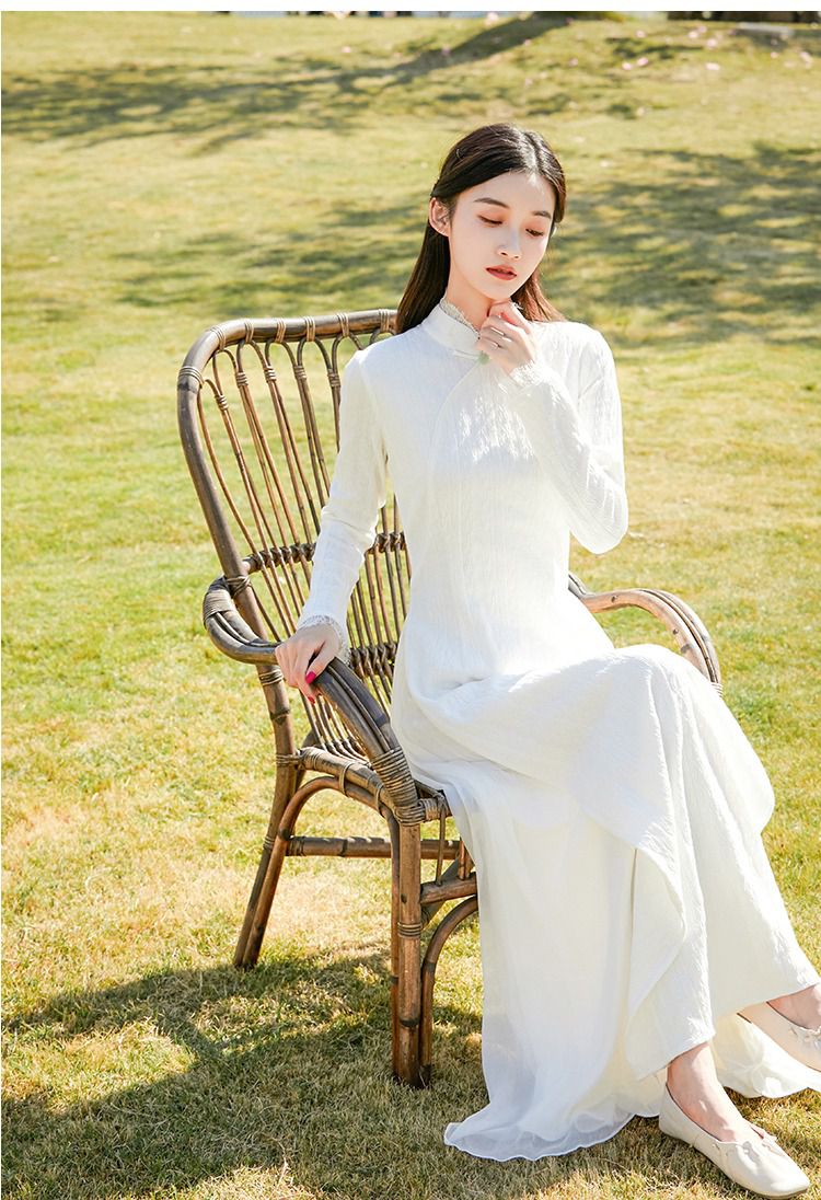 禅意女装秋冬禅服佛系女冬季奥黛改良旗袍年风连衣裙白色仙气茶服女