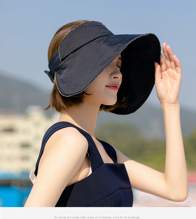 lucaly发卡式遮阳帽日系防晒帽子女夏季遮脸韩版百搭薄款大沿太阳帽