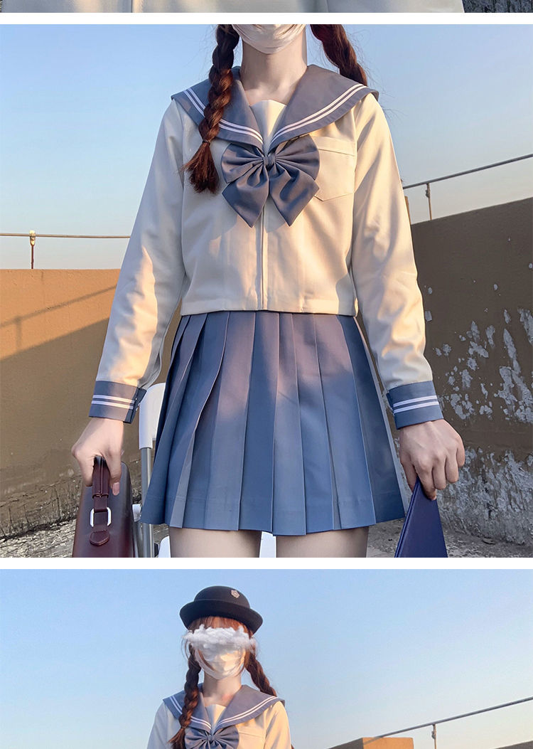 水手服jk正统jk制服裙正版套装日系蓝三本蓝领二本基础款水手服酒红色