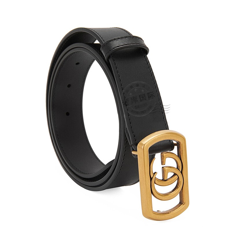 古驰gucci皮带女式方形gg做旧金属头板扣腰带575587预售代购黑色85