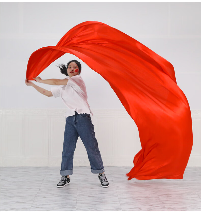 红绸布舞蹈绸子红绸带彩带大红绸布飘逸绸缎大型运动会道具民族舞蹈