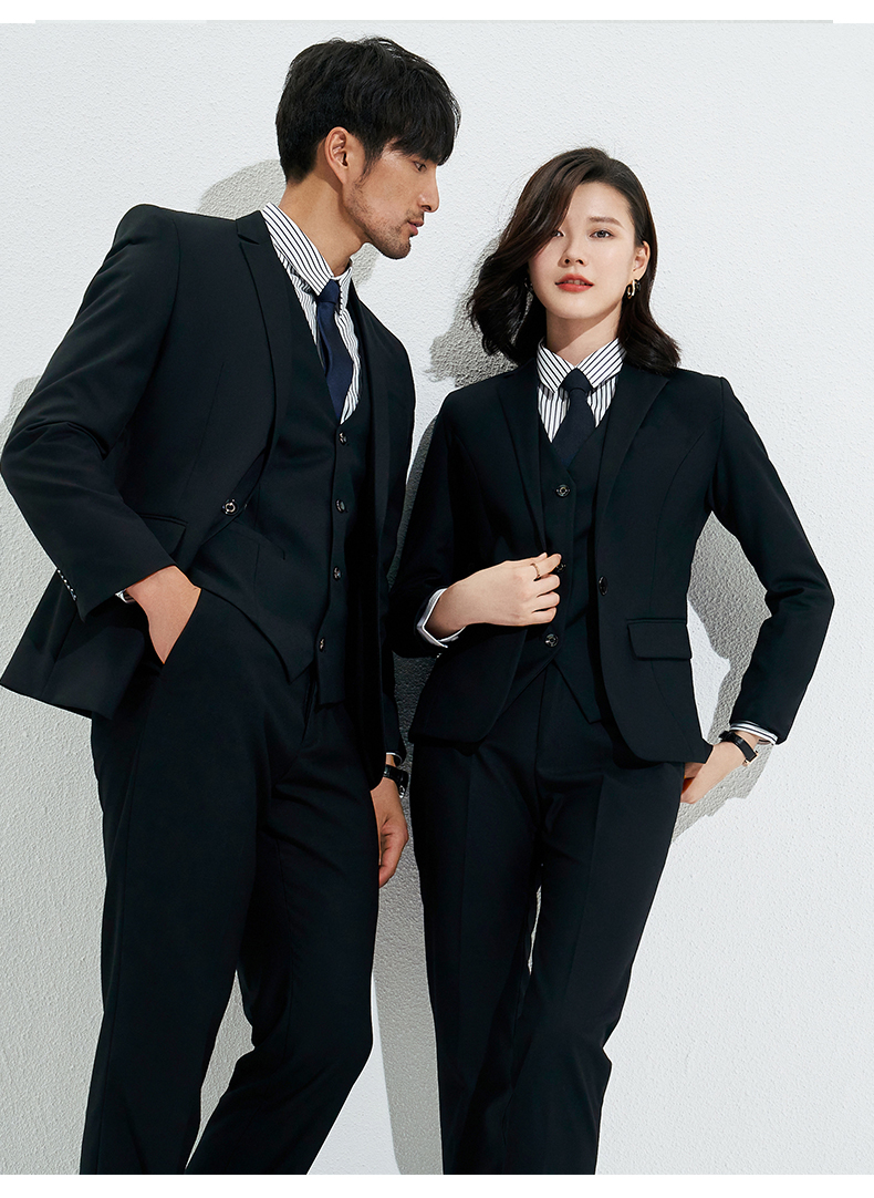 佳昭职业宝蓝色西装男女同款套装2021秋冬新款修身一粒扣马甲西服高端