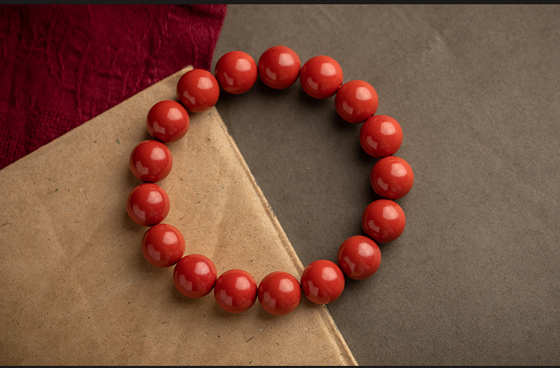 朱砂原石手链单圈手串天然朱砂手串男佛珠本命年男女款红砂6mm单圈手