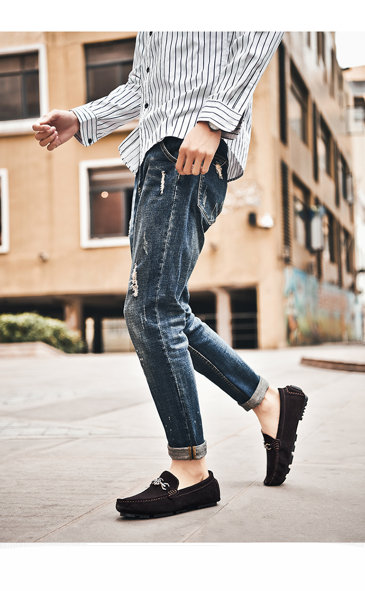 希尔库班豆豆鞋婚礼男秋季商务韩版百搭休闲正装内增高新郎时尚深棕色