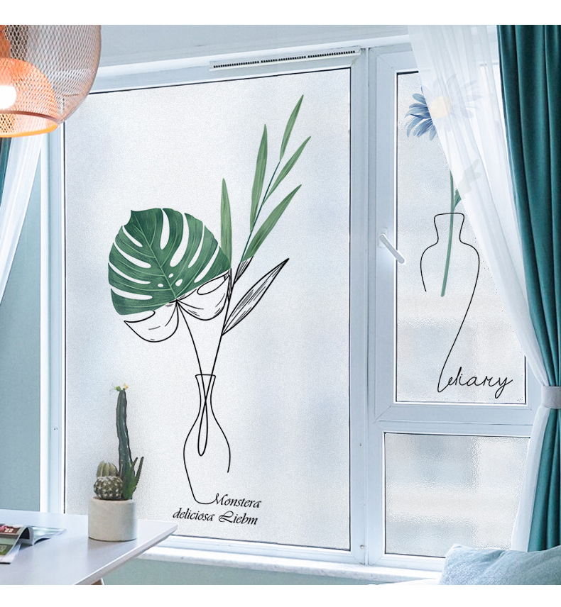 北欧窗户贴纸磨砂静电阳台卫生间防窥玻璃贴膜透光不透明窗帘贴纸a a