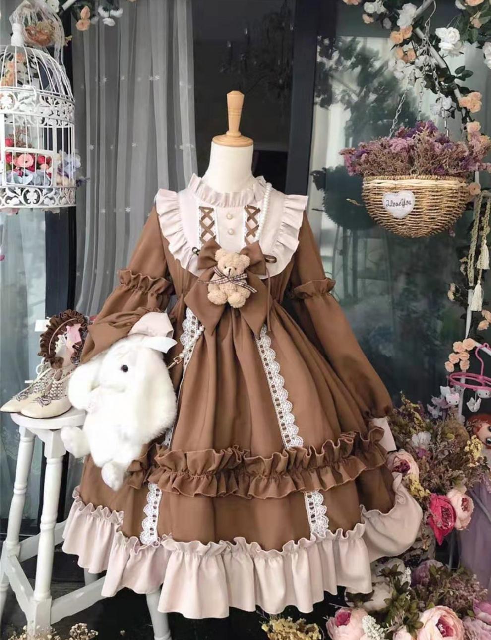 小奶糕洛丽塔冬装公主裙日常lolita新年裙子版冬款过年萝莉塔灰玻璃s