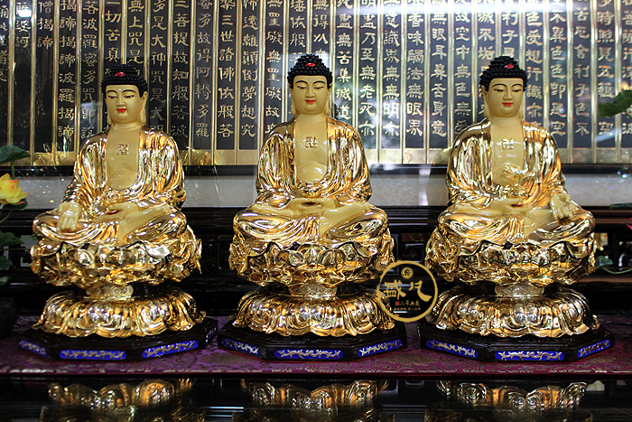 行天宫纯铜释迦牟尼佛阿弥陀佛像药师佛三宝佛如来供奉佛像摆件释迦佛