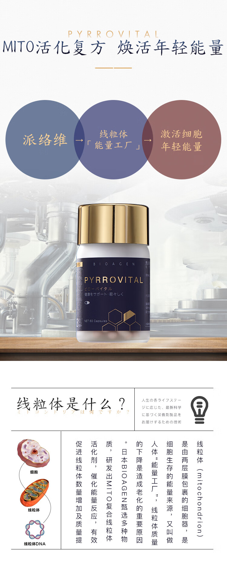 派络维bioagen派洛维mito增强线粒体复合补充剂小蓝泵