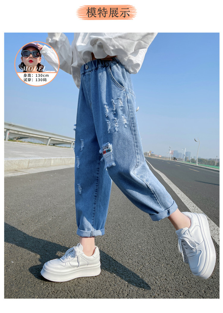 迷你木偶女童牛仔裤春秋外穿8岁女孩7时髦洋气春款宽松9大童春装儿童