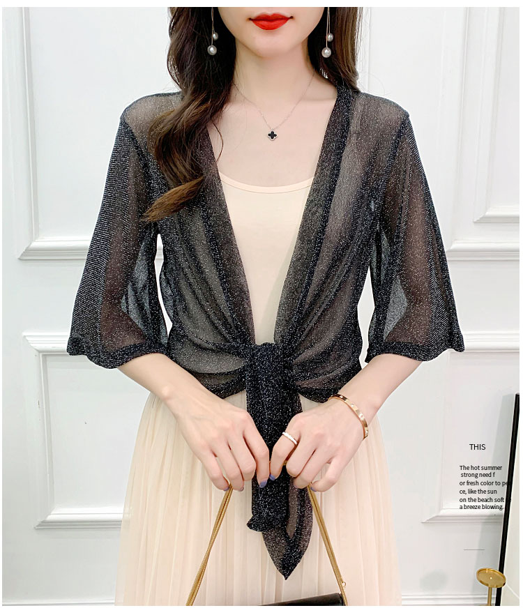 夏天穿的沙衣外披纱衣短款女网纱薄外套小披肩大码胖mm夏季外搭空调