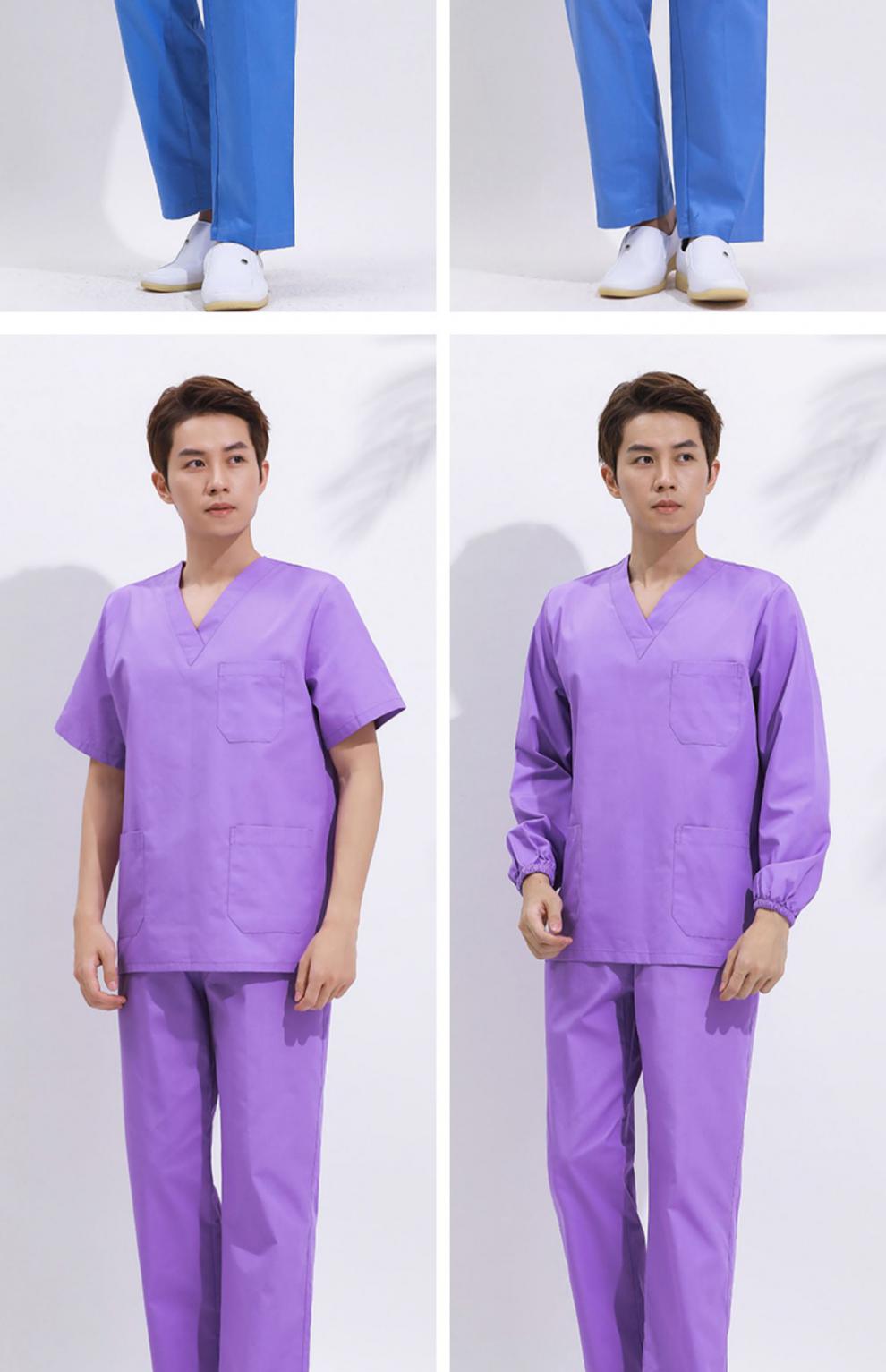 手术室洗手衣刷手服纯棉刷手隔离夏季薄款美容院护医生定制款男湖蓝色