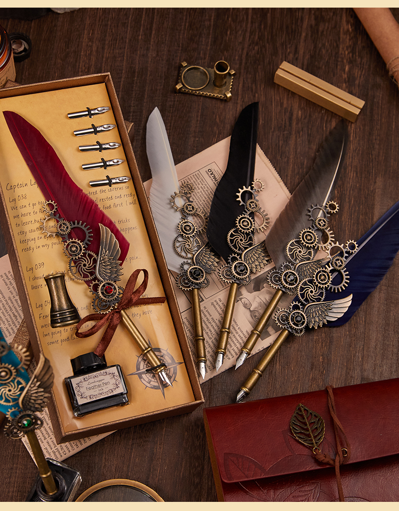 企承金隆兴 复古羽毛钢笔哈利波特羽毛笔礼盒蘸水笔礼品男生女生生日