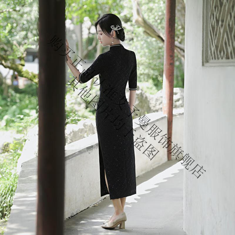 一珂·锦绣四小姐娘子写东方贵族壹美佳人蕾丝优雅羽毛纱旗袍 米白