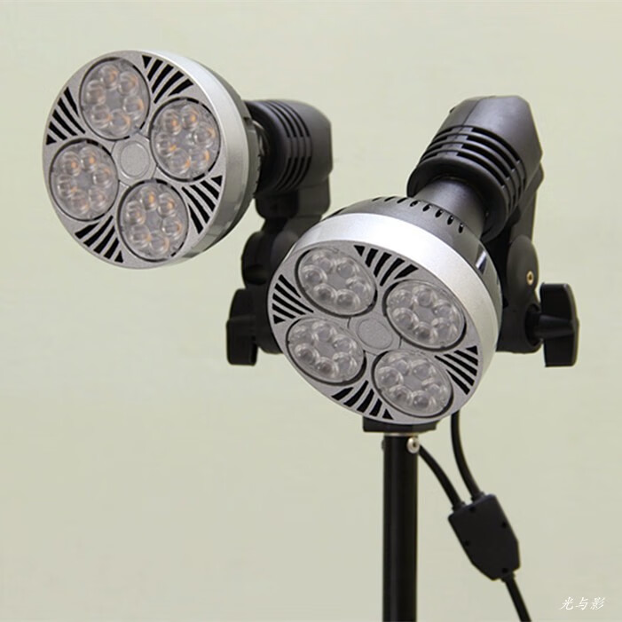 投光灯展会婚纱舞台拍照补光led射灯双头支架40w一个自然光一个白光