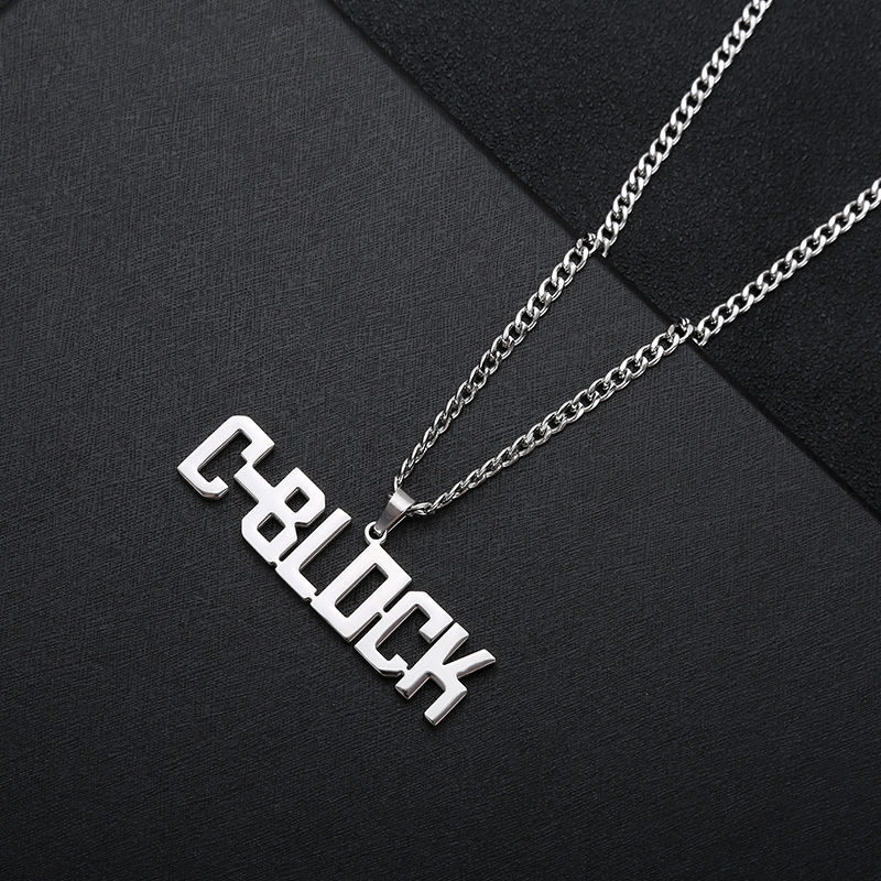 l大傻同款项链定制sup潮流个性吊坠定做嘻哈厂牌 c -block 银色项链1