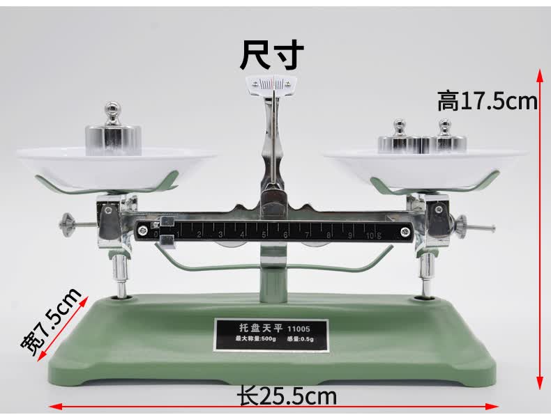 托盘天平100g200g500g1000g含砝码学生天平秤化学实验室机械药物架盘