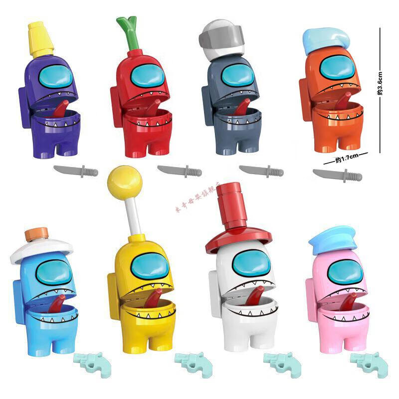 太空狼人杀积木人仔内鬼盲盒拼装模型amongus在我们当中玩具男6岁绿色