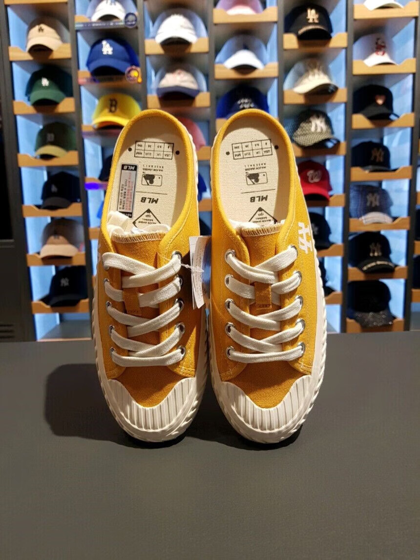 mlb韩国春夏女鞋半拖鞋ny老花男鞋厚底ins休闲鞋饼干鞋帆布鞋 ny-半拖